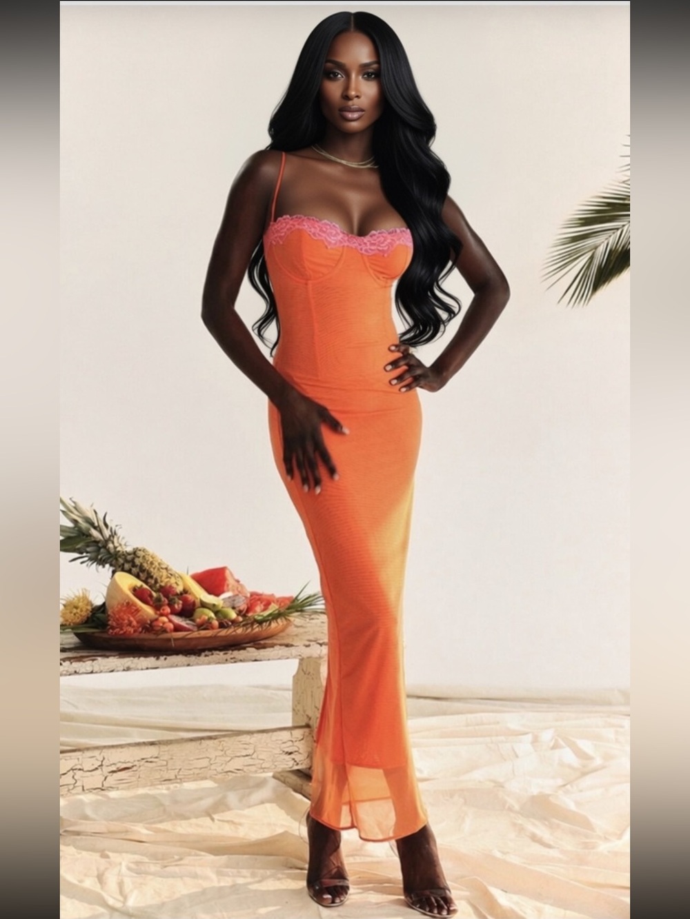 HOUSE OF CB 'Aiza' Flame Orange Maxi Dress /Size XS-US 2-4 $255